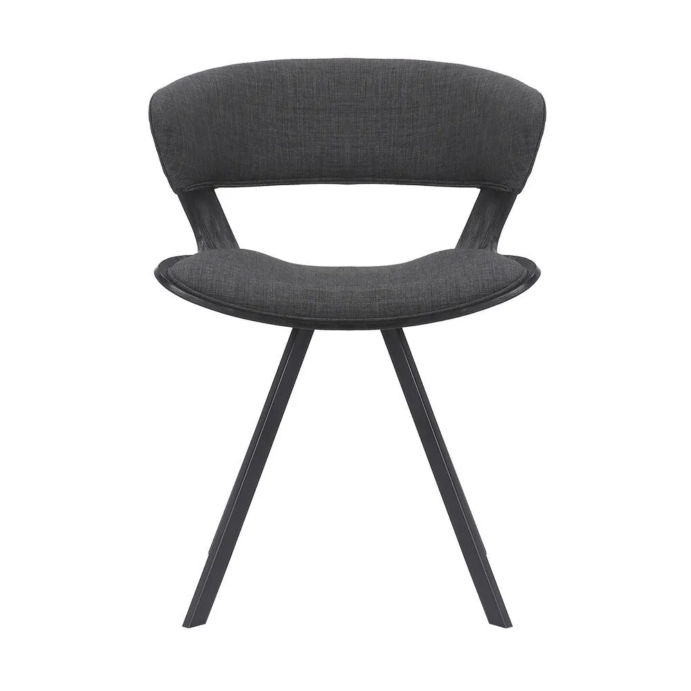 18 Inches Curved Padded Dining Chair with Angled Legs, Black By Casagear Home