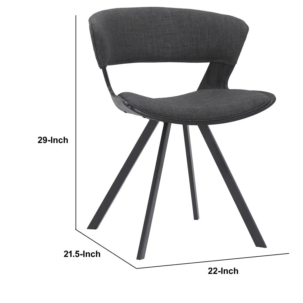 18 Inches Curved Padded Dining Chair with Angled Legs, Black By Casagear Home