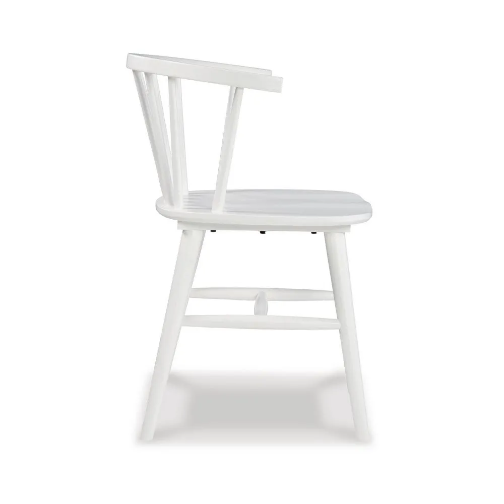 22 Inch Set of 2 Dining Chairs, Spindle Backrest, Matte White Wood Design By Casagear Home