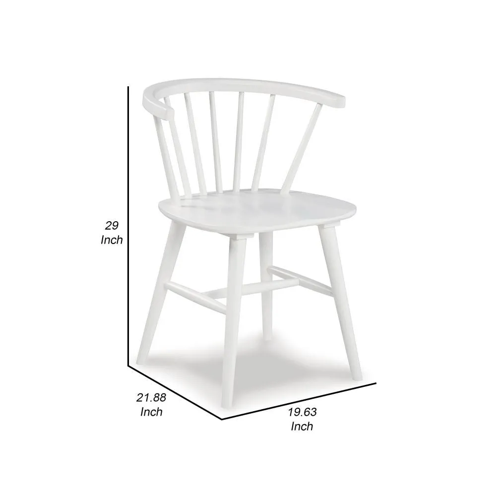 22 Inch Set of 2 Dining Chairs, Spindle Backrest, Matte White Wood Design By Casagear Home