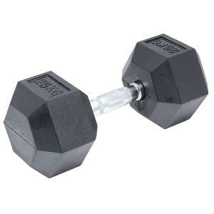 25KG Ergonomic Rubber Hex Dumbbell, Forged Construction