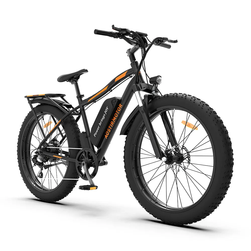 26" Electric Bike Ebike Bicycle 750W Motor Fat Tire With P7 48V 13AH Removable Li-Battery (Black)