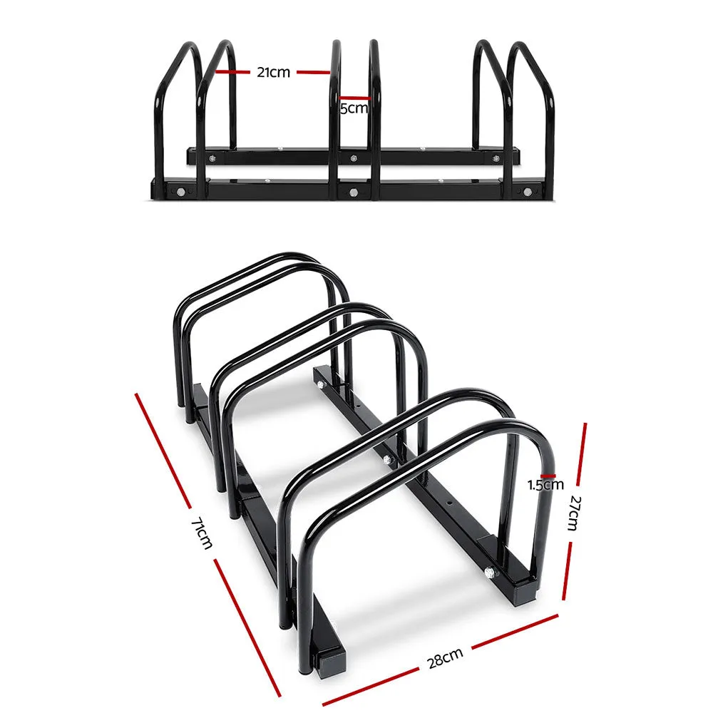 3 Bike Stand Floor Bicycle Storage Black