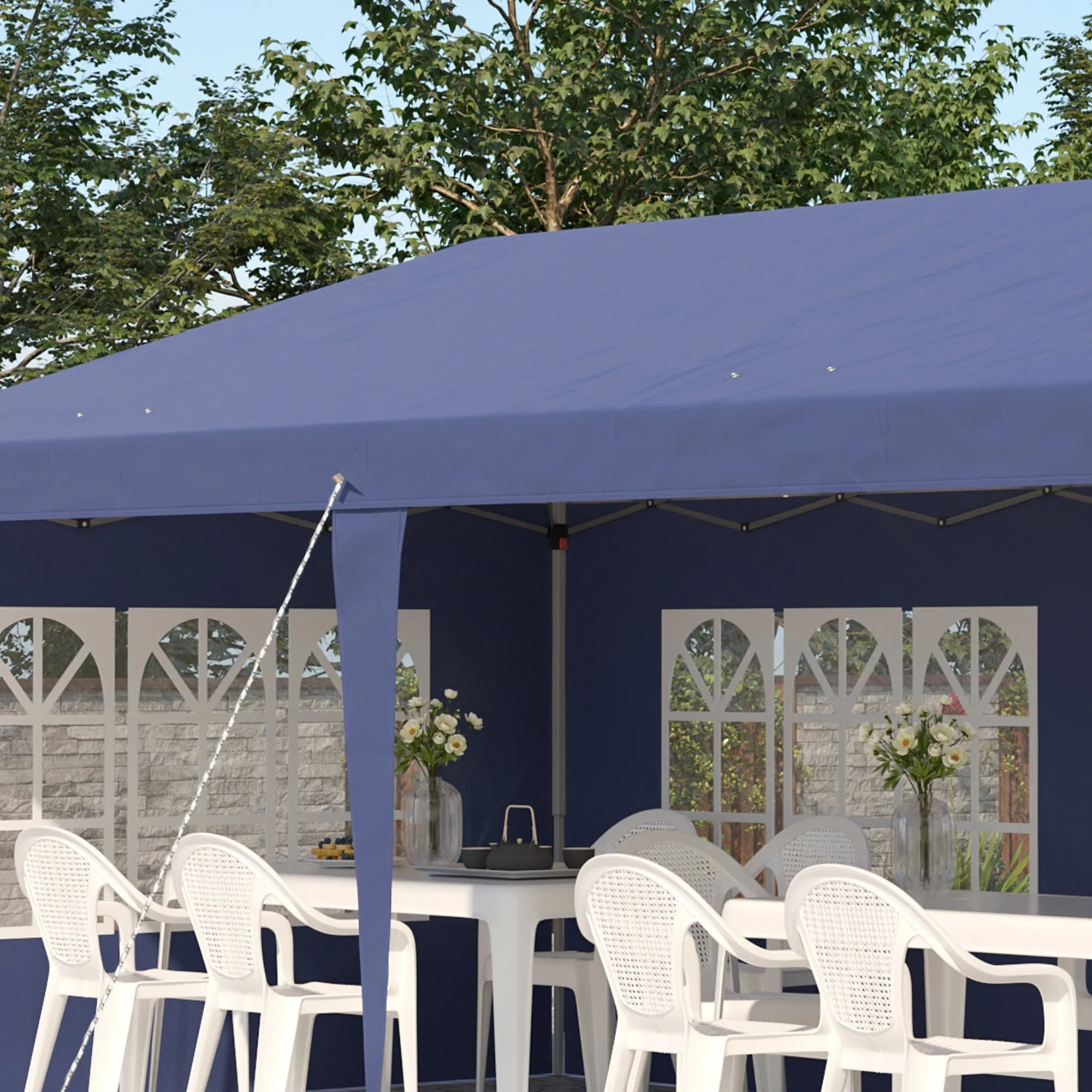 3 x 6m Pop Up Gazebo, Height Adjustable Marquee Party Tent with Sidewalls and Storage Bag, Blue