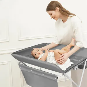 4-in-1 Baby Changing Table W/Mat Storage-Grey