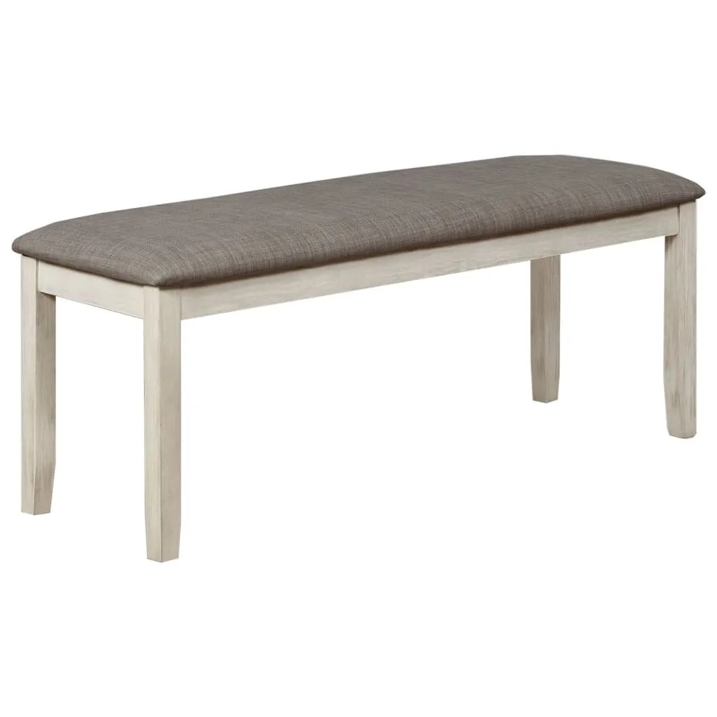 47" Upholstered Bench with Chamfered Legs, White and Gray By Casagear Home