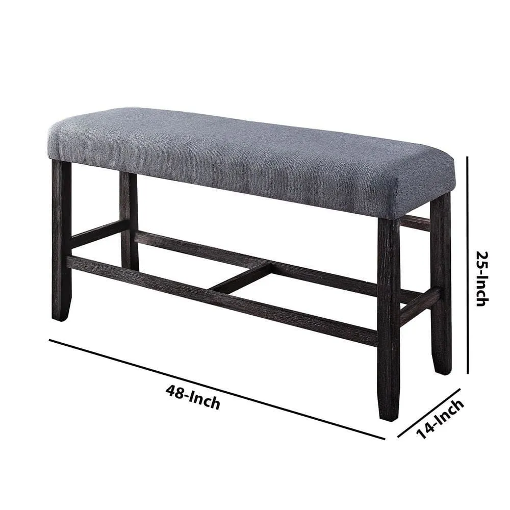 48" Fabric Counter Height Bench with Padded Seat,Gray & Brown By Casagear Home