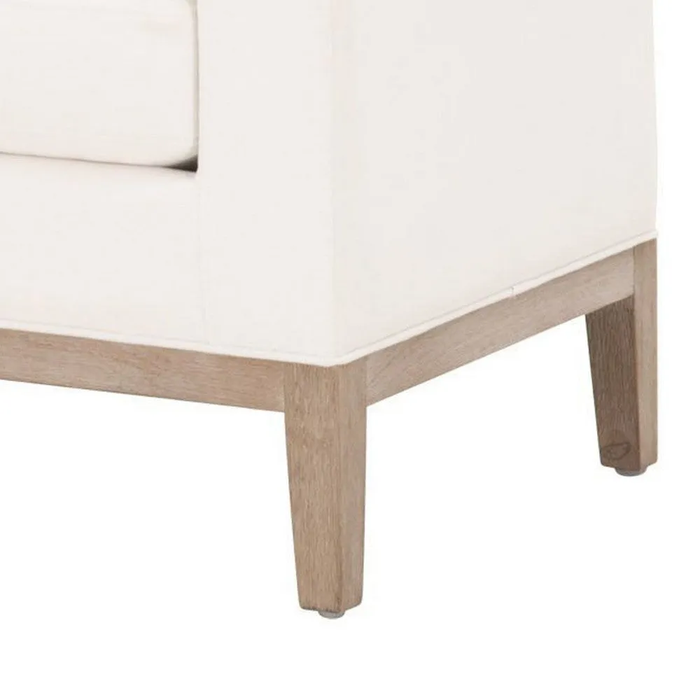 63 Inch Fabric Upholstered Bench with Track Armrests, Cream By Casagear Home