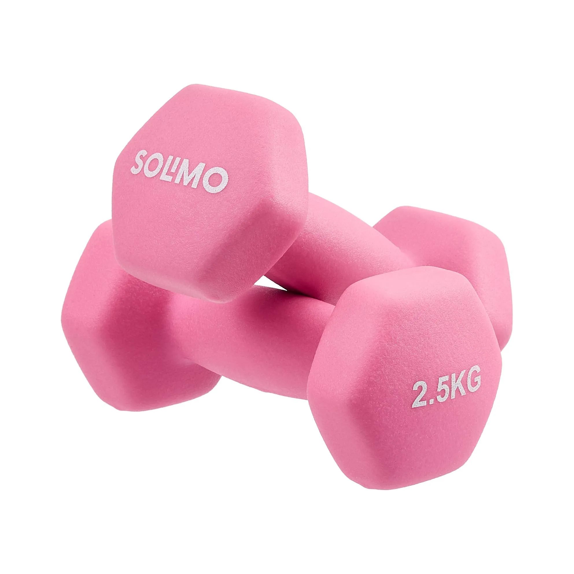 Amazon Brand - Solimo Neoprene Dumbbell 2.5kg, Set of 2 (Hot Pink)