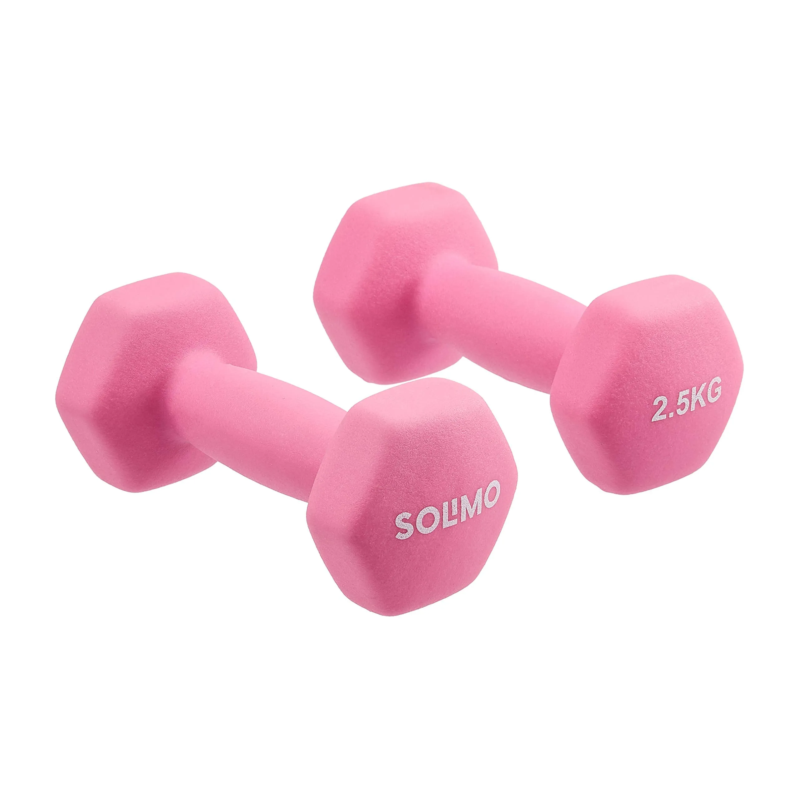 Amazon Brand - Solimo Neoprene Dumbbell 2.5kg, Set of 2 (Hot Pink)