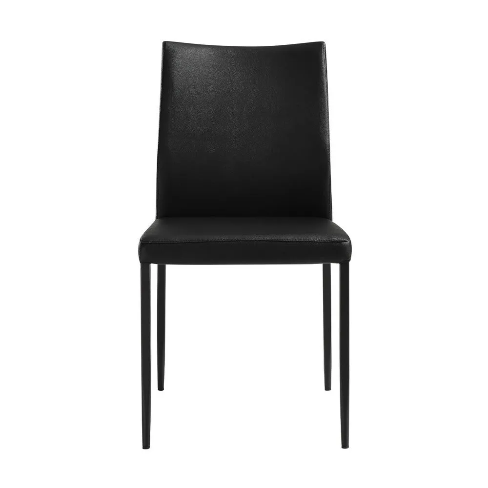 Ash 22 Inch Dining Chair Set of 2, Black Faux Leather, Tall Curved, Black By Casagear Home