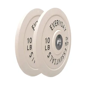 BalanceFrom Everyday Essentials 10 Lb Olympic Weight Bumper Plate, White, Pair