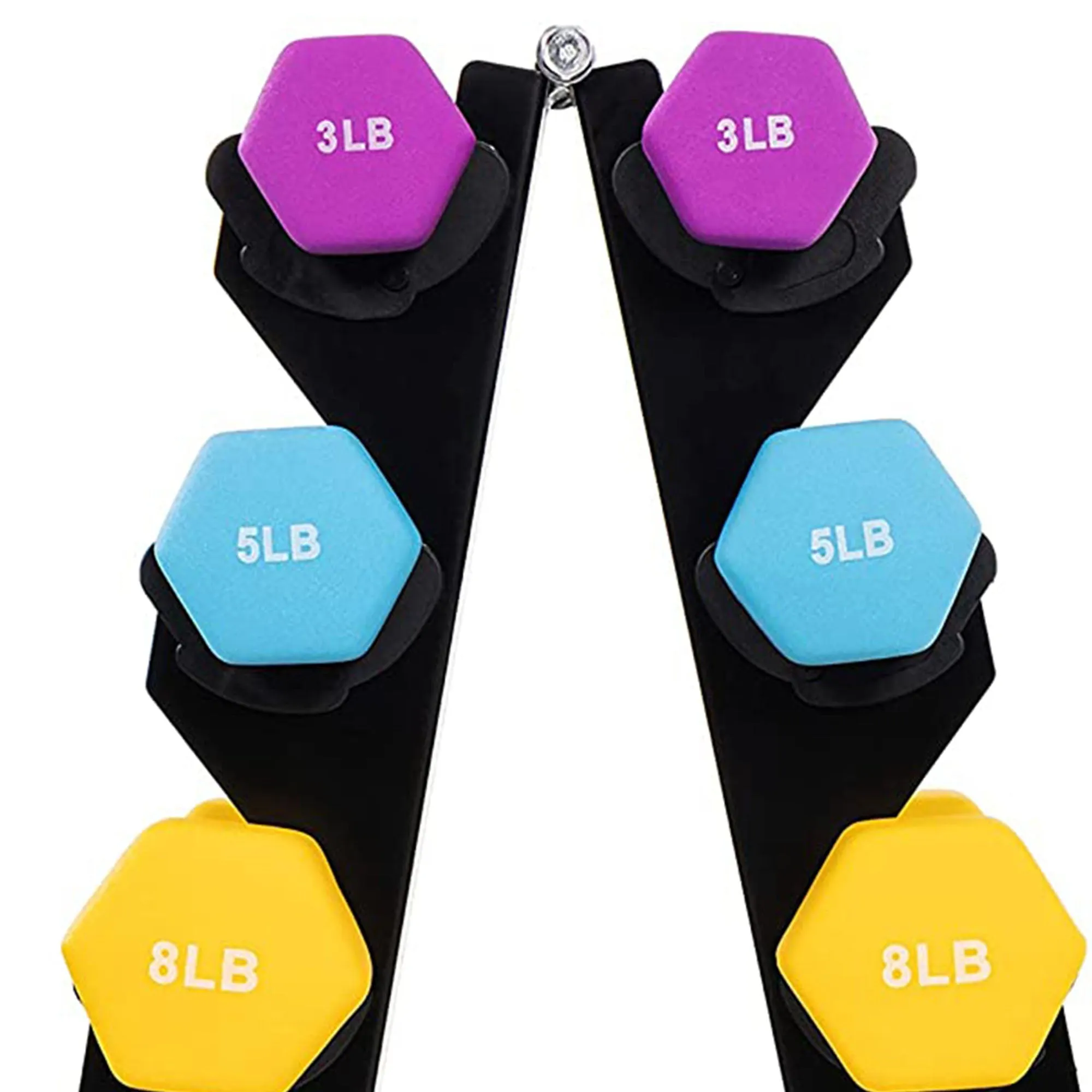 BalanceFrom Fitness 3, 5, 8, 10 & 12 Pound Neoprene Dumbbell Weight Set w/ Stand