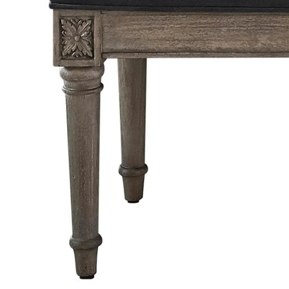 Bench with Velvet Upholstered Seat and 6 Legged Support, Gray By Casagear Home