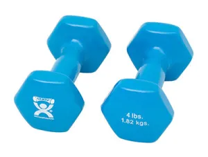 CanDo Vinyl Coated Dumbbell, Light Blue (4 lb), Pair