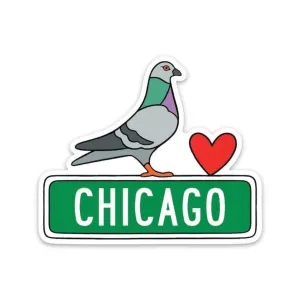 Chicago Pigeon Heart Die Cut Sticker