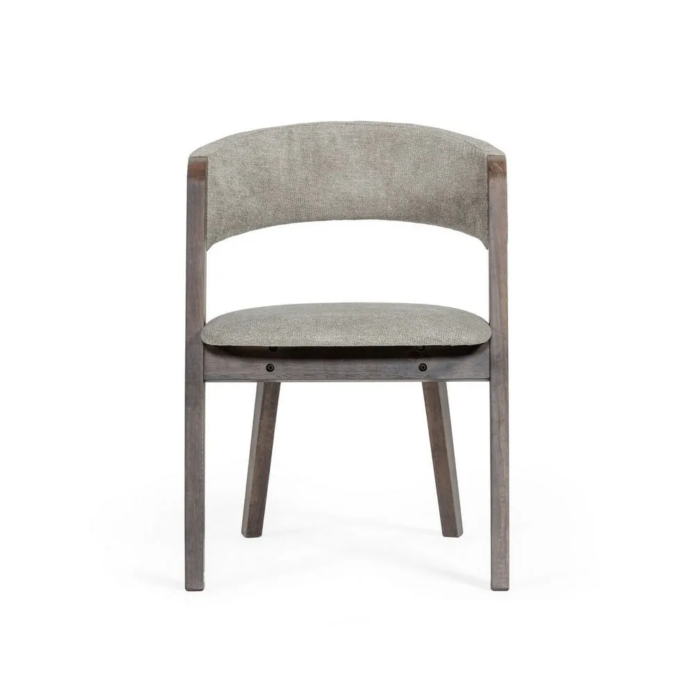 Cid 23 Inch Modern Dining Chair, Curved Back, Set of 2, Gray Fabric By Casagear Home