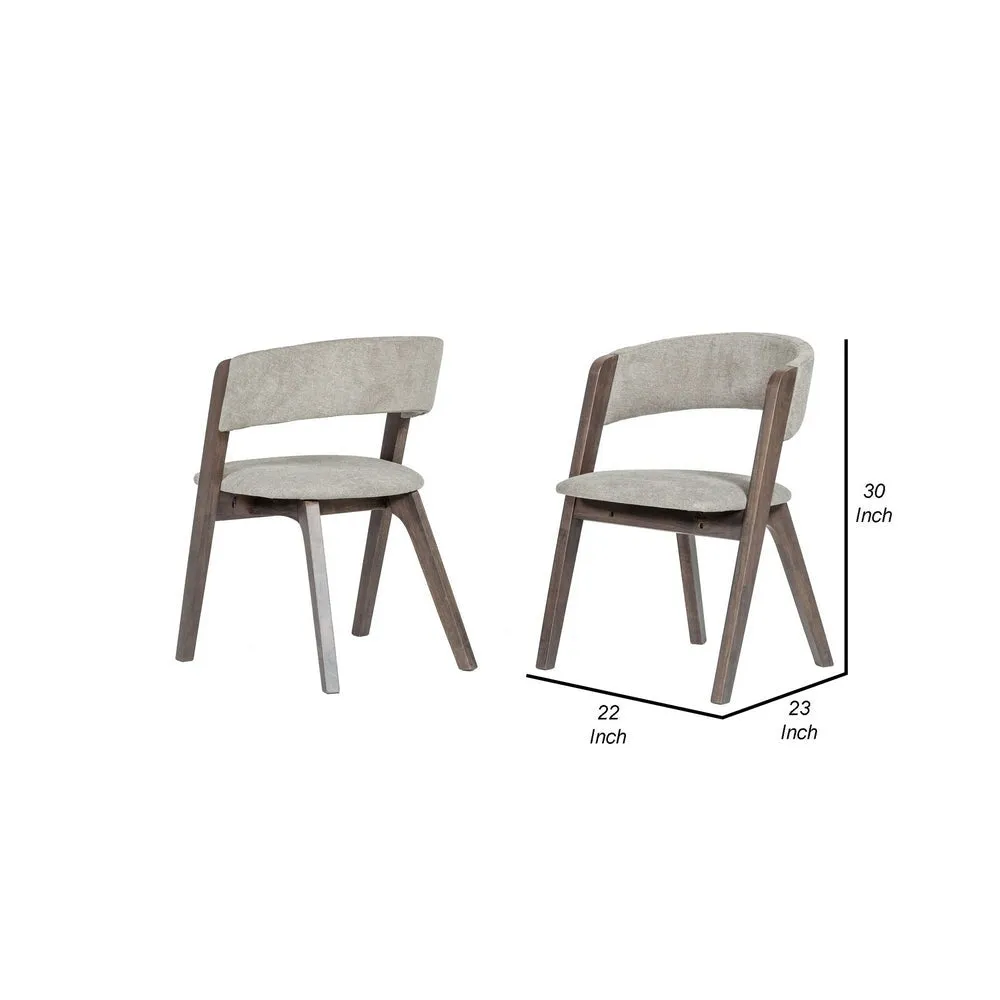 Cid 23 Inch Modern Dining Chair, Curved Back, Set of 2, Gray Fabric By Casagear Home