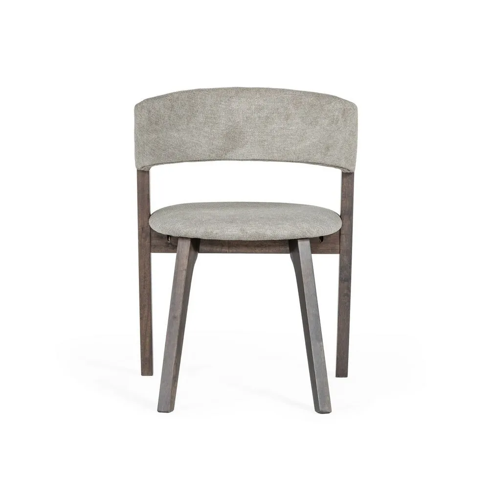 Cid 23 Inch Modern Dining Chair, Curved Back, Set of 2, Gray Fabric By Casagear Home