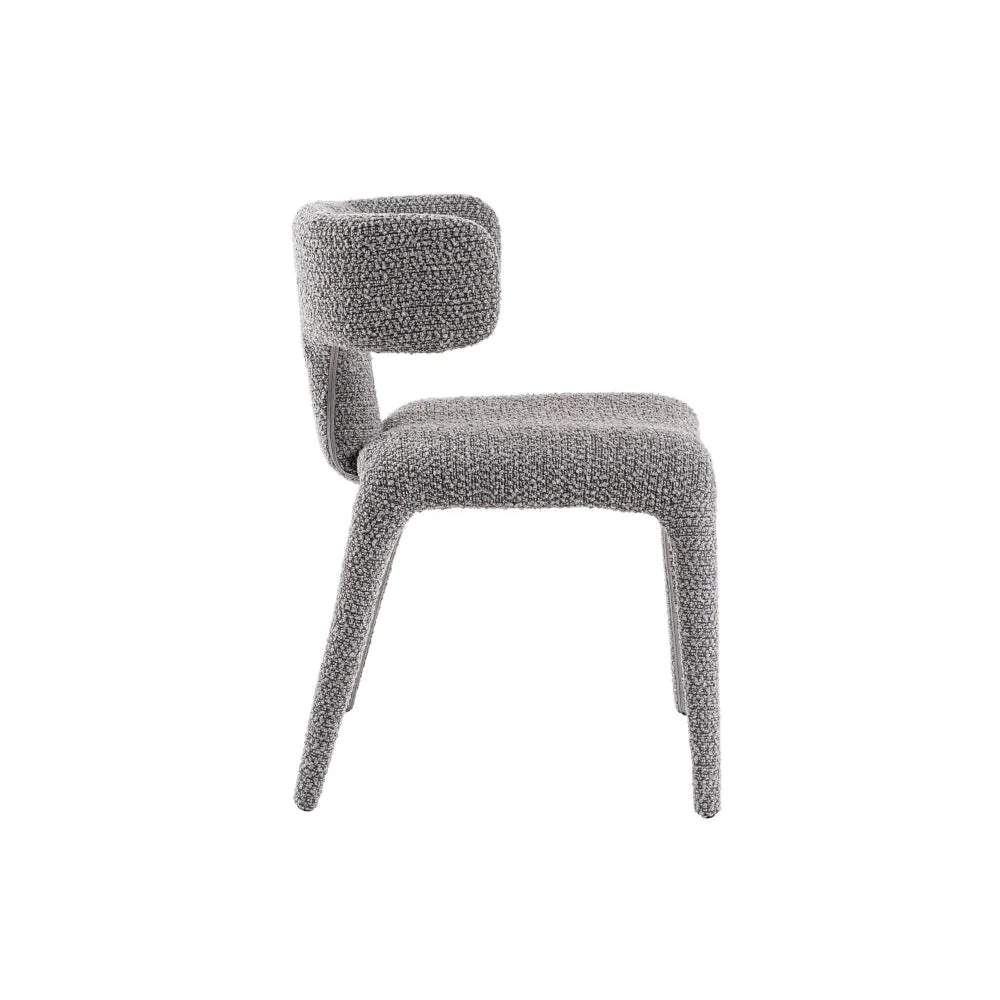 Cid Eve 21 Inch Dining Chair, Curved Wingback, Gray Textured Polyester By Casagear Home