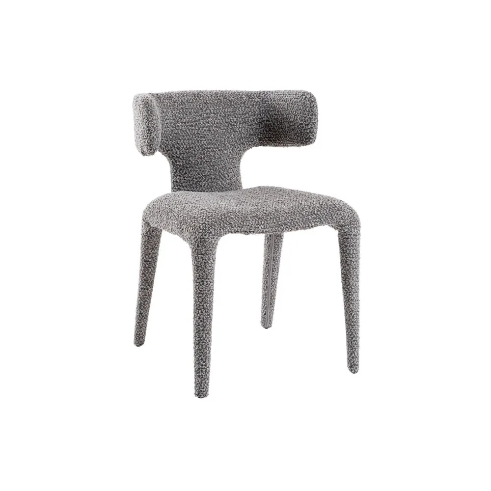 Cid Eve 21 Inch Dining Chair, Curved Wingback, Gray Textured Polyester By Casagear Home