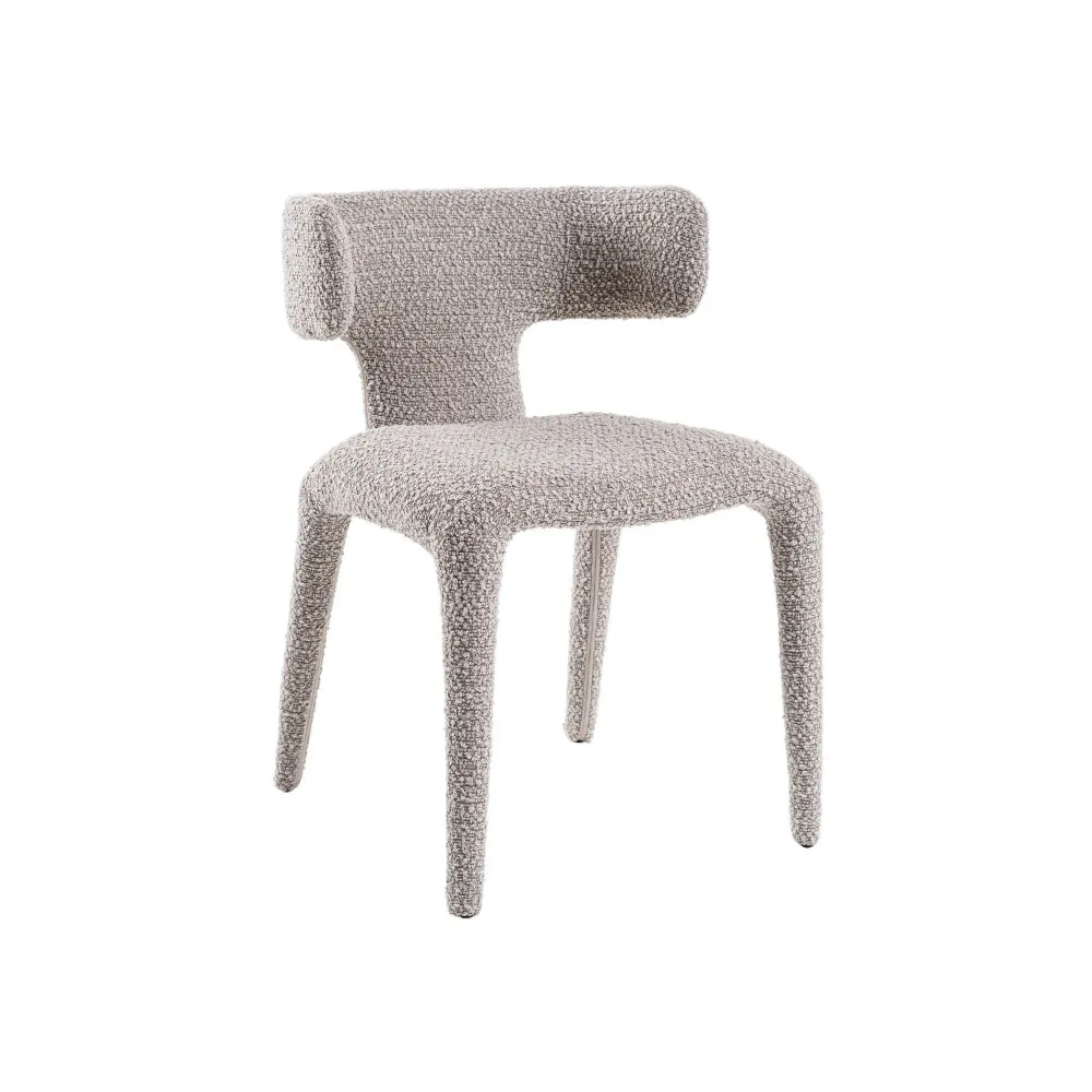 Cid Eve 21 Inch Dining Chair, Curved Wingback Off White Textured Polyester By Casagear Home