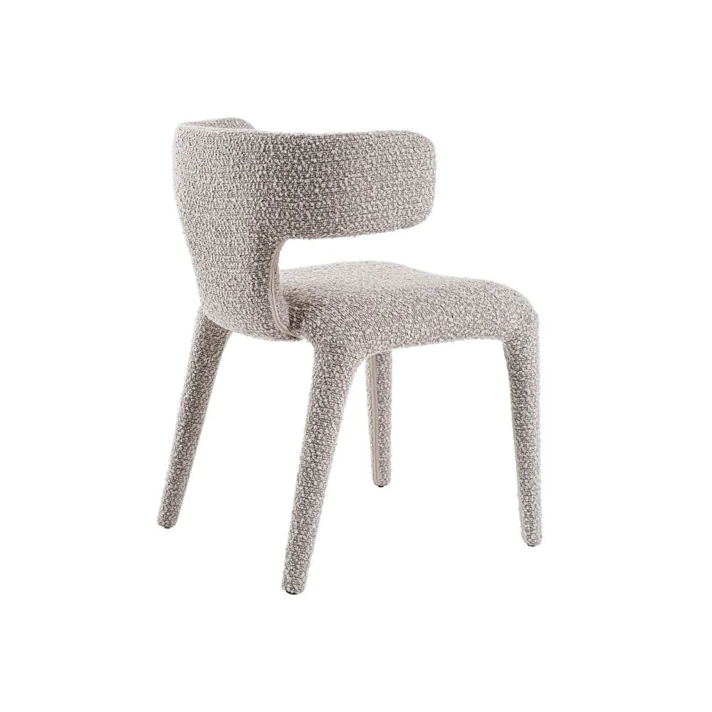 Cid Eve 21 Inch Dining Chair, Curved Wingback Off White Textured Polyester By Casagear Home