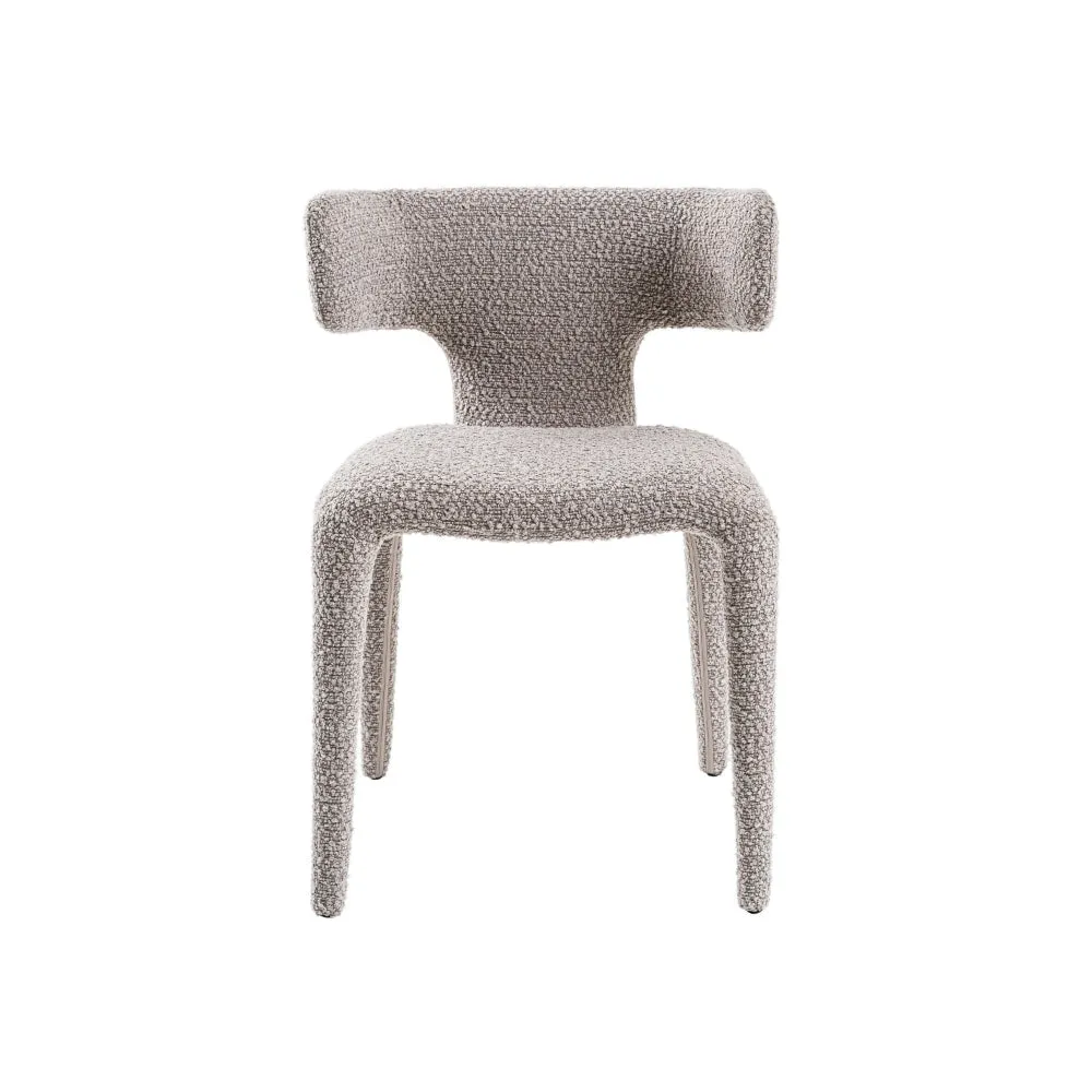 Cid Eve 21 Inch Dining Chair, Curved Wingback Off White Textured Polyester By Casagear Home