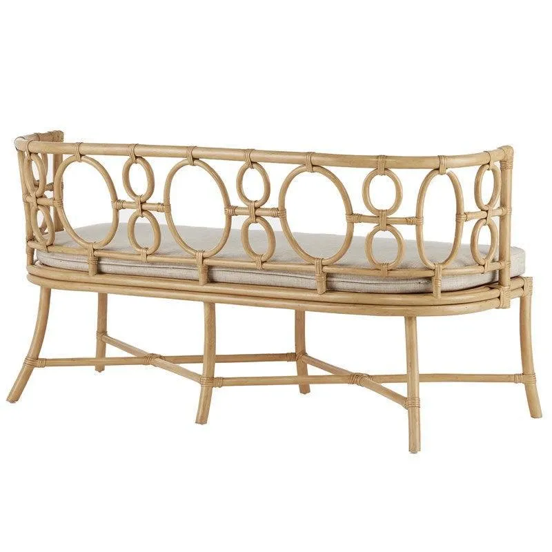 Curved Circular Shapes Rattan Bench