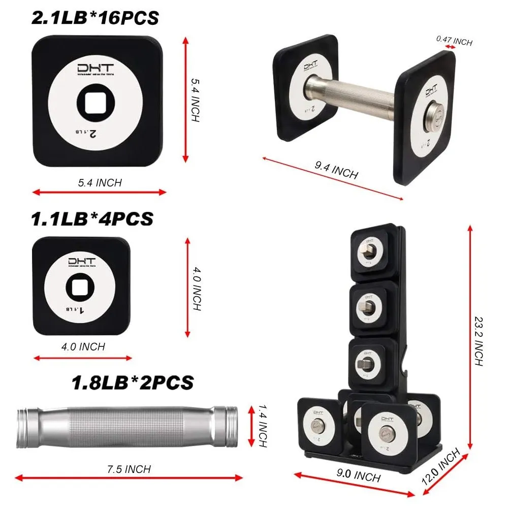 DHT D100/D600 Series Adjustable Dumbbell Barbell Weight Plates Only Black 2.1lb