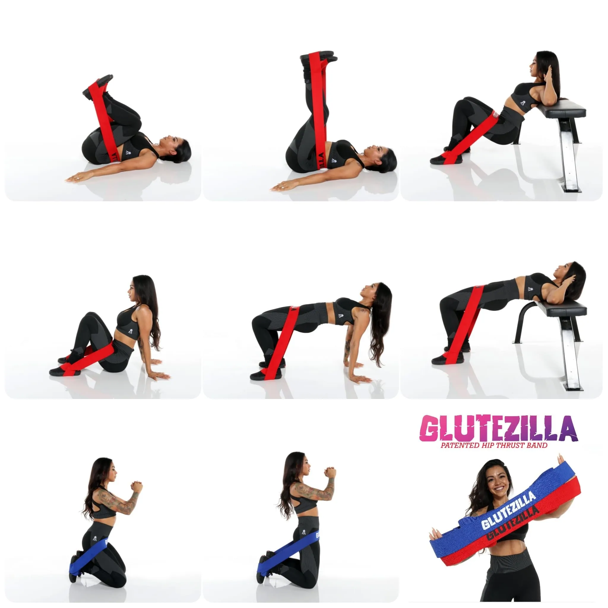 GLUTEZILLA Patented Hip Thrust Glute Workout Resistance Band