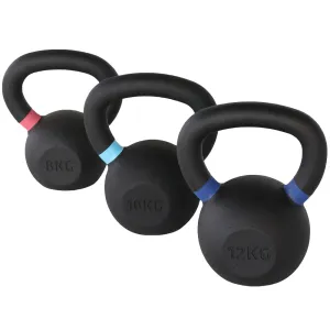 Hit Fitness Intermediate Cast Iron Kettlebell Set | 8kg, 10kg and 12kg