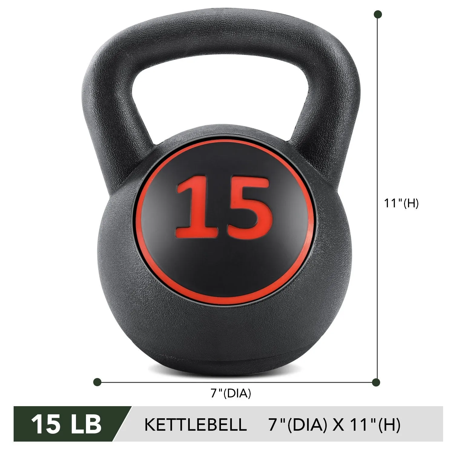 Kettlebell Set 3-Piece Wide Handle HDPE Coated 5lb, 10lb, 15lb Weights Kettlebells with Storage Rack Exercise Fitness for Strength Training Home Gym