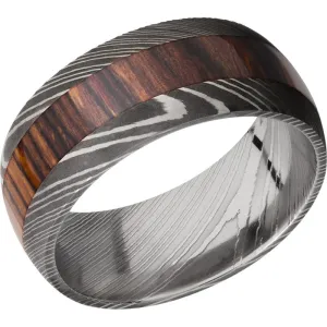 Lashbrook Black & White Damascus Steel Hardwood 9mm Men's Wedding Band