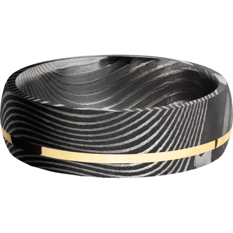 Lashbrook Black White & Yellow Damascus Steel 7mm Men's Wedding Band