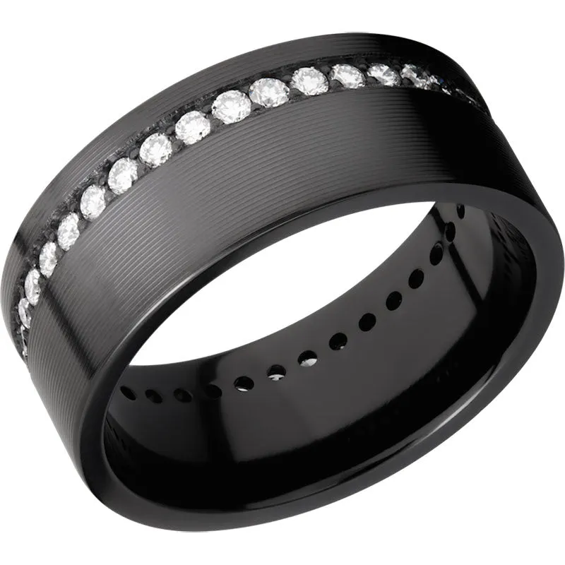 Lashbrook Black Zirconium Diamond 9mm Men's Wedding Band