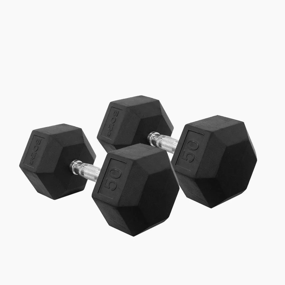 LONESTAR RUBBER HEX DUMBBELL (PAIRS)