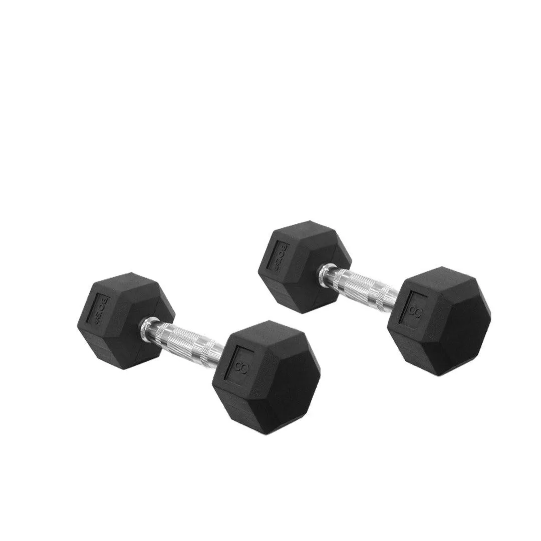 LONESTAR RUBBER HEX DUMBBELL (PAIRS)