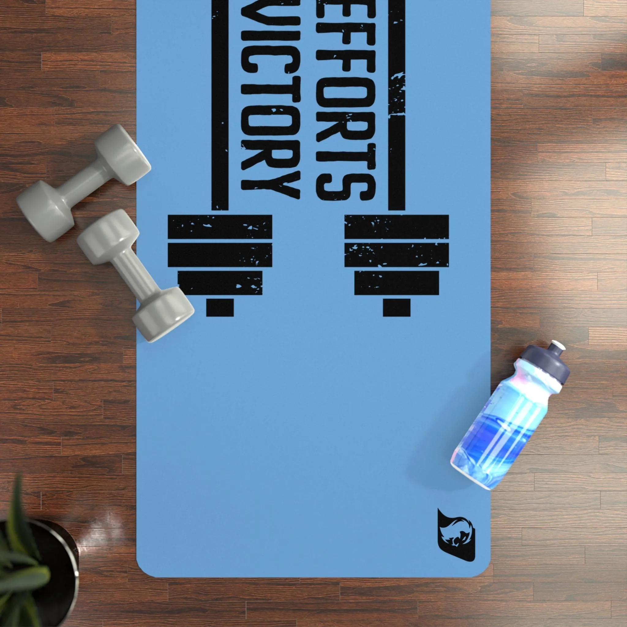 My Efforts My Victory (Blue) Rubber Yoga Mat