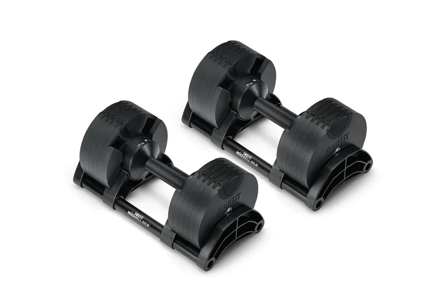 NÜOBELL 50lb Adjustable Dumbbells (Matte Black)