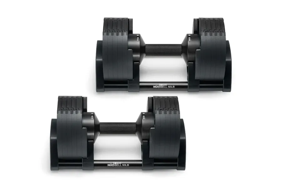 NÜOBELL 50lb Adjustable Dumbbells (Matte Black)