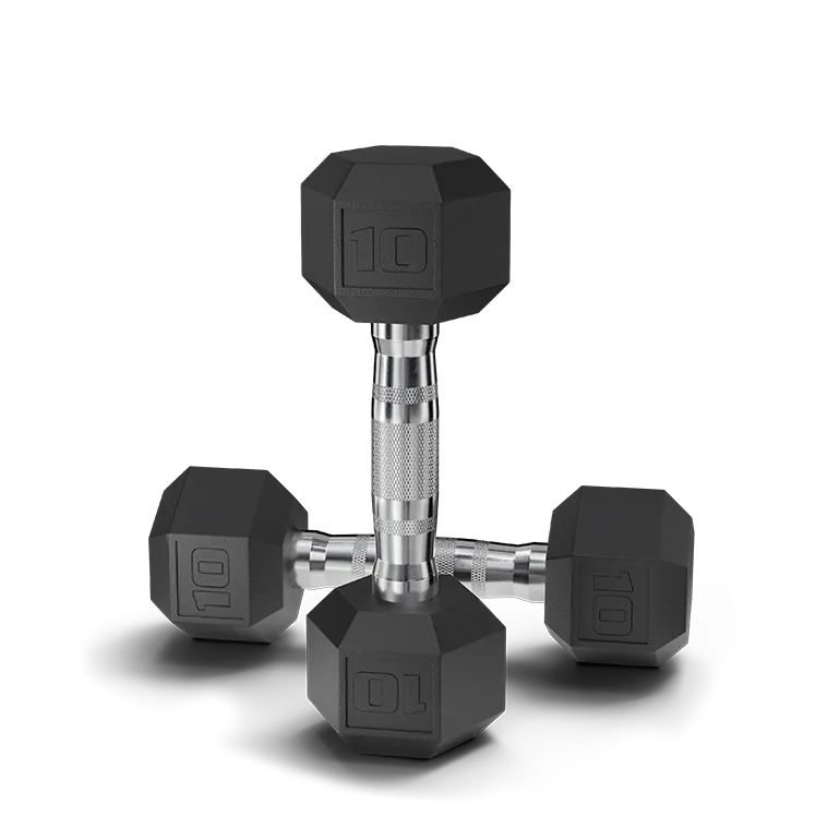 Pair of Black Coated Hex Dumbbells