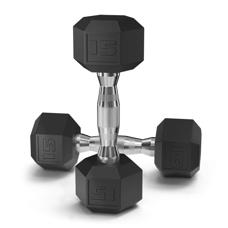 Pair of Black Coated Hex Dumbbells