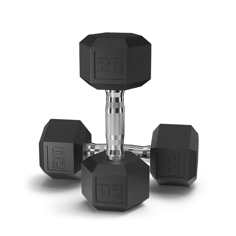 Pair of Black Coated Hex Dumbbells