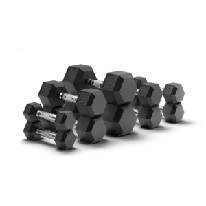 Pair of Black Coated Hex Dumbbells