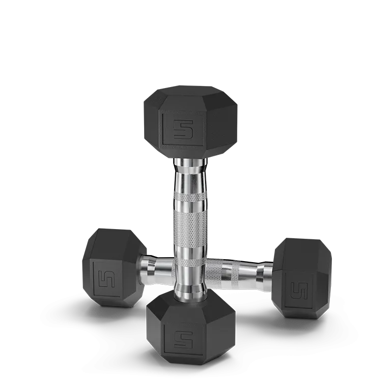 Pair of Black Coated Hex Dumbbells