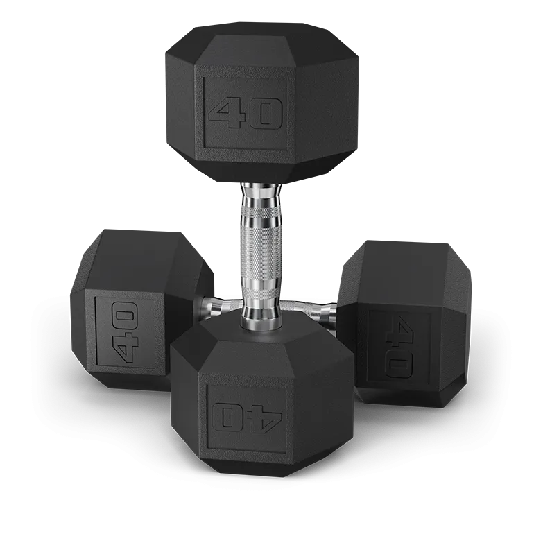 Pair of Black Coated Hex Dumbbells