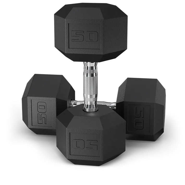 Pair of Black Coated Hex Dumbbells