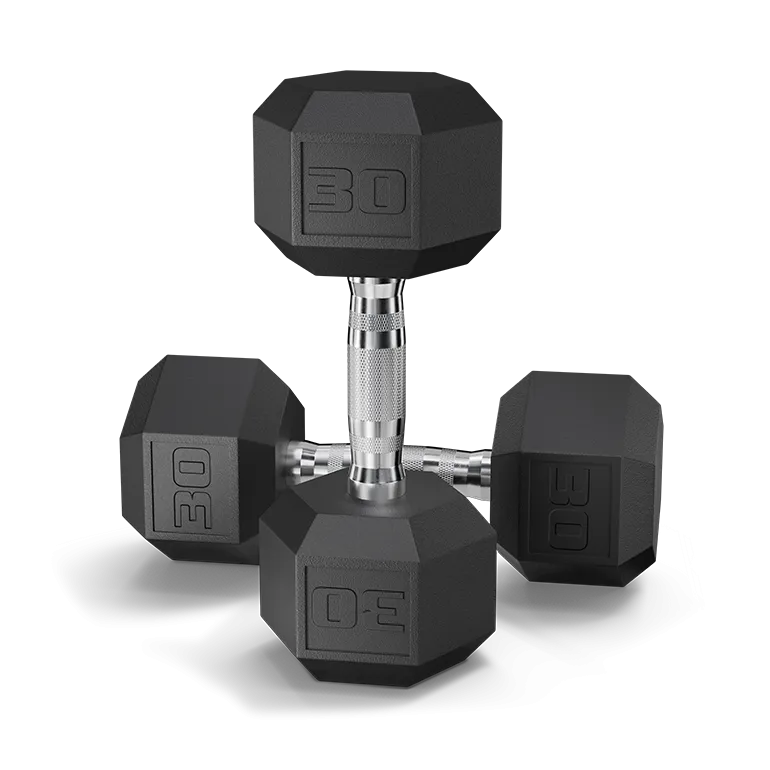 Pair of Black Coated Hex Dumbbells