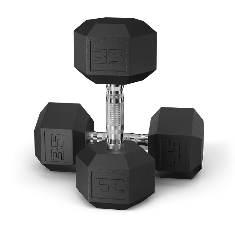 Pair of Black Coated Hex Dumbbells